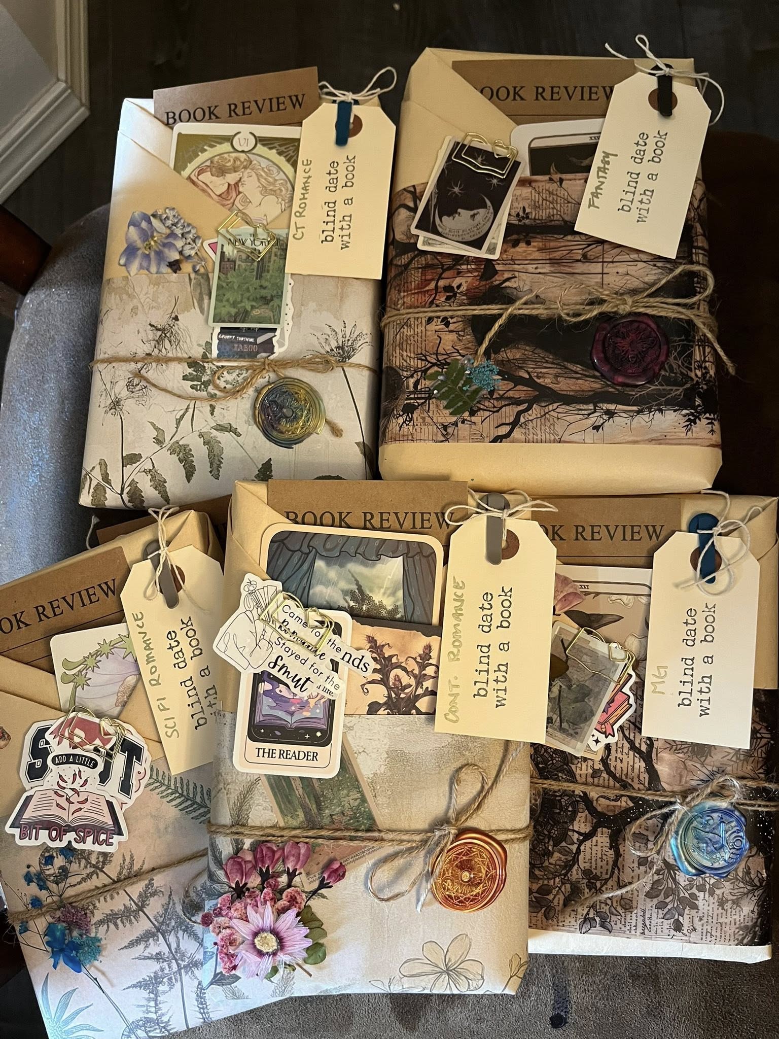 Hand-wrapped blind dates with a book